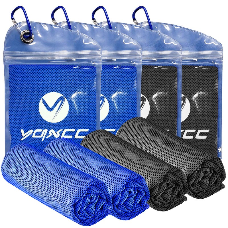 YQXCC 4 Pack Cooling Towel (40""x12"") Cool Cold Towel for Neck  Microfiber Ice Towel  Soft Breathable Chilly Towel for Yoga  Golf  Gym  Camping  Running  Workout & More Activities - Image 1